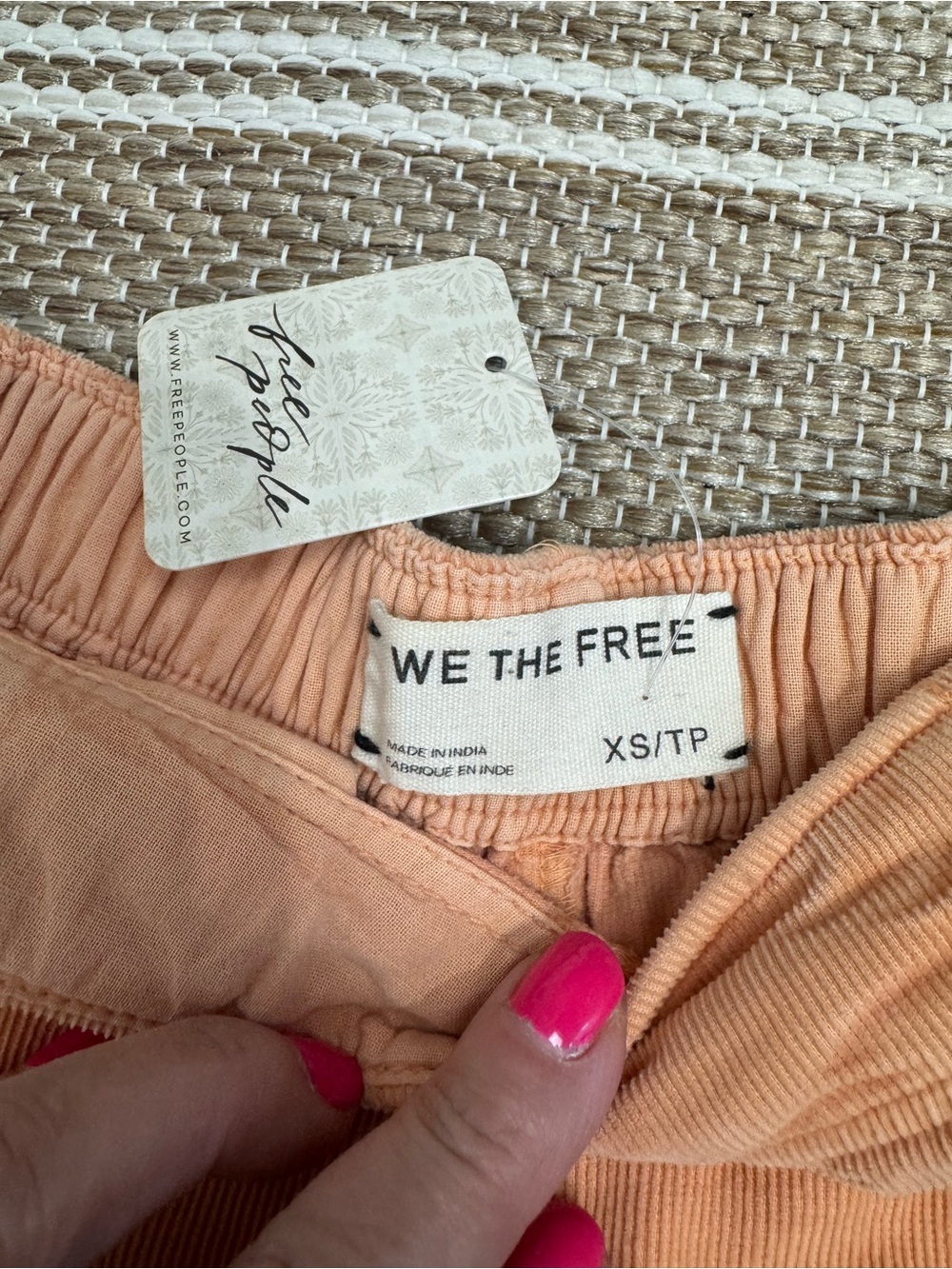 Free People We The Free Women's XS Nice Choice Cord Jeans Peach‎ Pansy Pull On - Picture 8 of 15